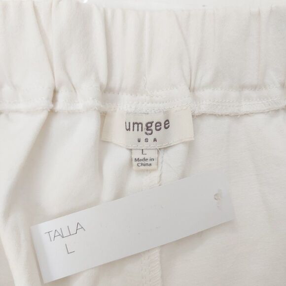 Umgee Wide Leg Crop Pants Womens Large White Floral Embroidered High Rise Cotton - Picture 9 of 10